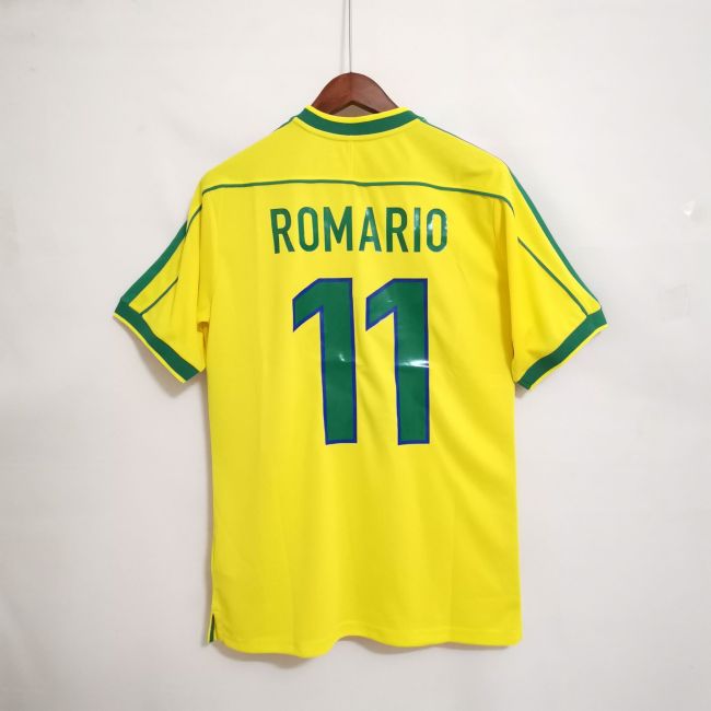 Retro Jersey 1998 Brazil ROMARIO 11 Home Vintage Soccer Jersey