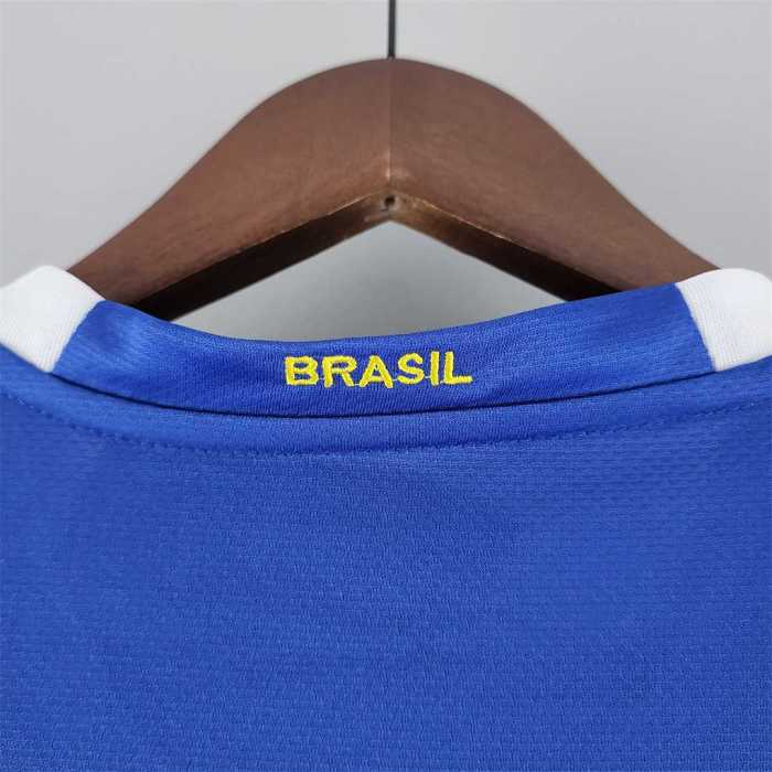 Retro Jersy 2006 Brazil Away Blue Soccer Jersey Vintage Brasil Camisetas de Futbol