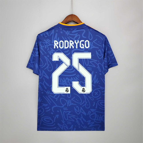 Retro Jersey 2021-2022 Real Madrid RODRYGO 25 Away Blue Soccer Jersey
