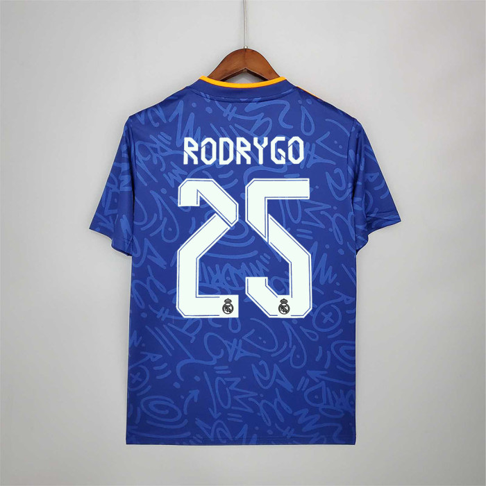 Retro Jersey 2021-2022 Real Madrid RODRYGO 25 Away Blue Soccer Jersey