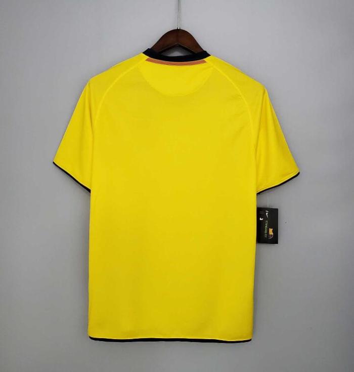 Retro Jersey 2008-2009 Barcelona Away Yellow Soccer Jersey Vintage Football Shirt