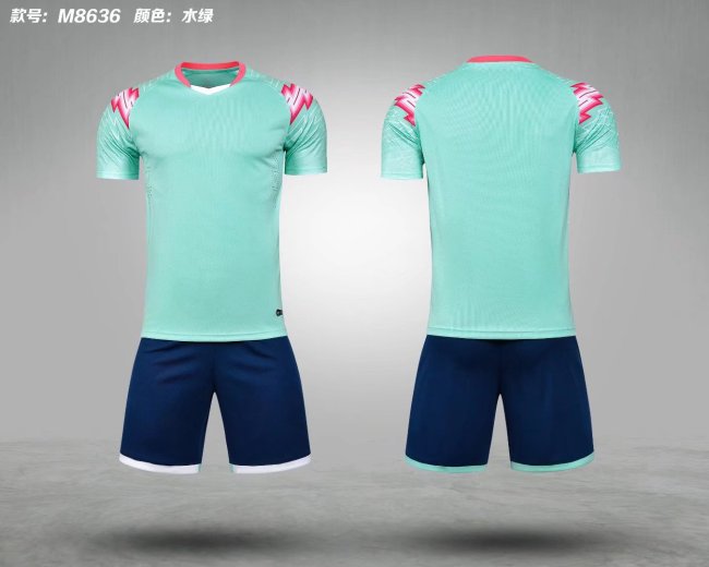 M8636 Light Green Blank Soccer Training Jersey Shorts