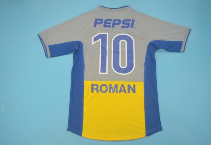 Retro Jersey 2002-2003 Boca Juniors 10 ROMAN Away Grey Soccer Jersey Vintage Football Shirt
