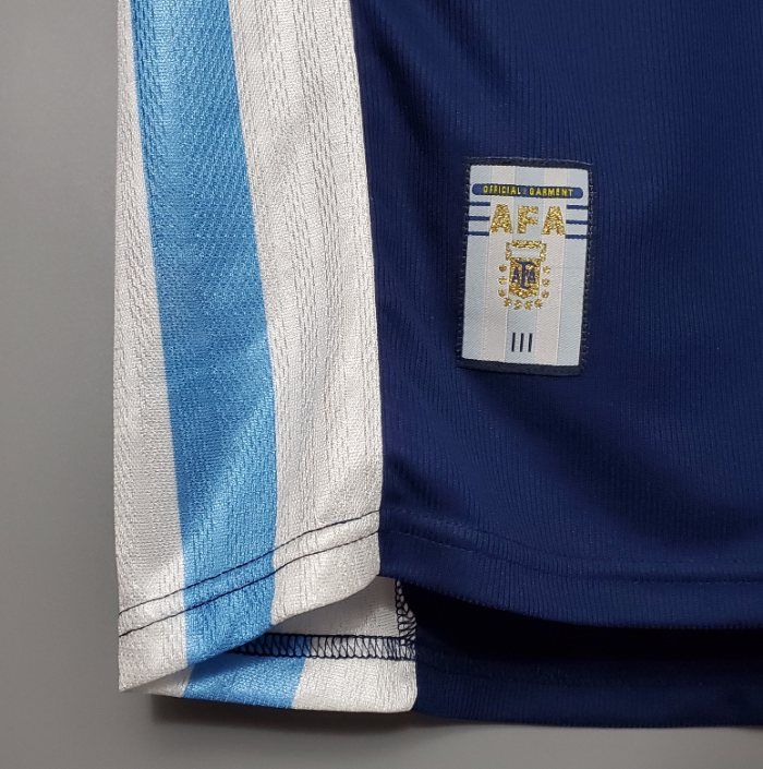 Retro Jersey 1998 Argentina Away Soccer Jersey Blue Vintage Football Shirt