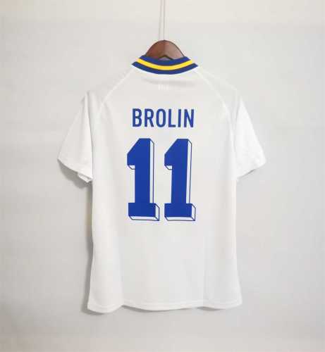 Retro Jersey 1994 Sweden BROLIN 11 Away White Soccer Jersey Vintage Football Shirt
