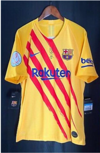 with copa del tey final 2019-2020 Barcelona 4th Away Yellow Soccer Jersey Vintage Football Shirt