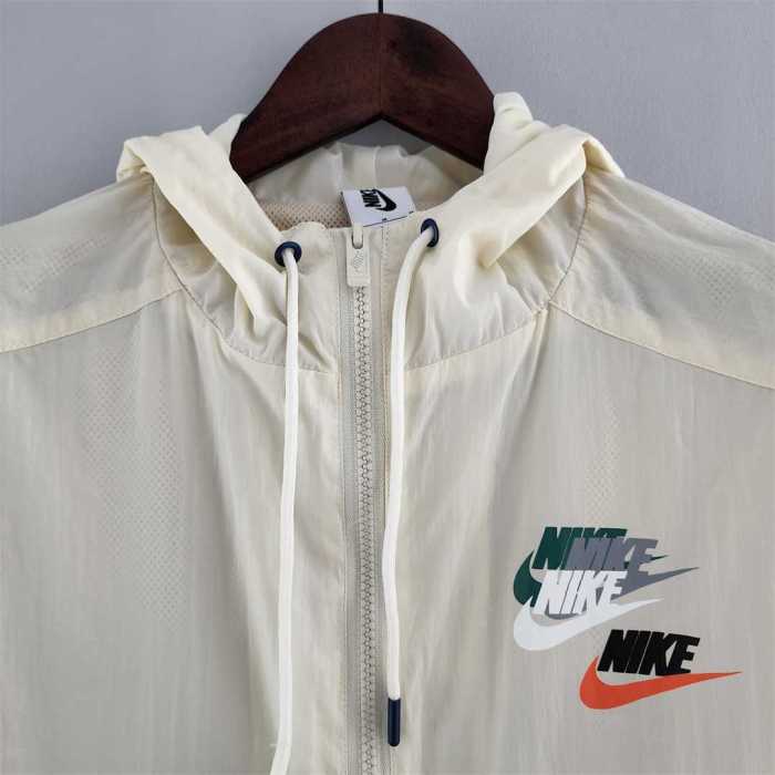 NK Beige/Blue Soccer Windbreaker Jacket
