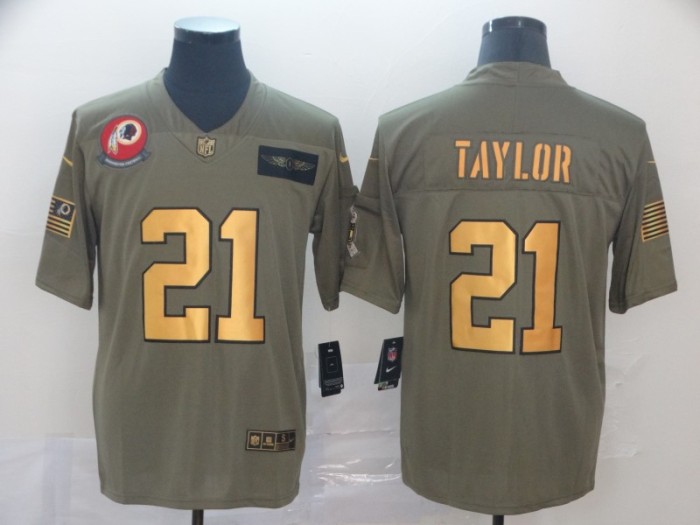 Washington Redskins 21 Sean Taylor 2019 Olive Gold Salute To Service Limited Jersey