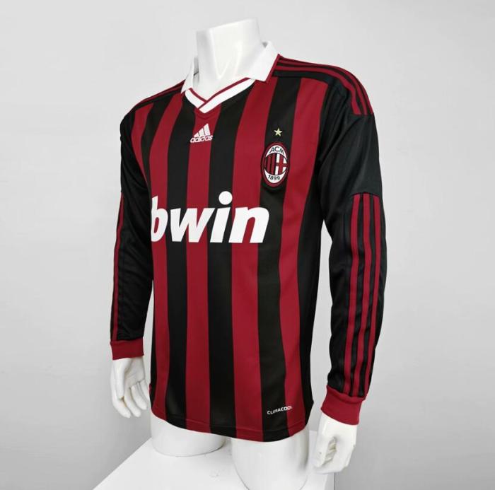 Retro Jersey Long Sleeve 2009-2010 Ac Milan Home Soccer Jersey