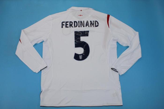 Retro Jersey Long Sleeve 2006 England FERDINAND 5 Home Soccer Jersey