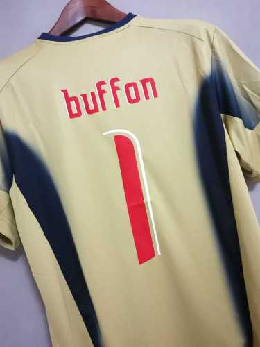 with 2006 World Cup Patch Retro Jersey 2006 Italy BUFFON 1 Gold Goalkeeper Soccer Jersey