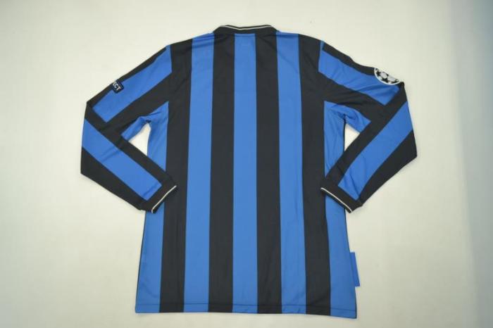with Front Lettering+Scudetto+UCL Patch Retro Jersey Long Sleeve Inter Milan 2009-2010 Home UCL Final Soccer Jersey