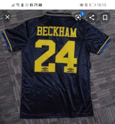 Retro Jersey 1993-1995 Manchester United 24 BECKHAM Away Black Soccer Jersey