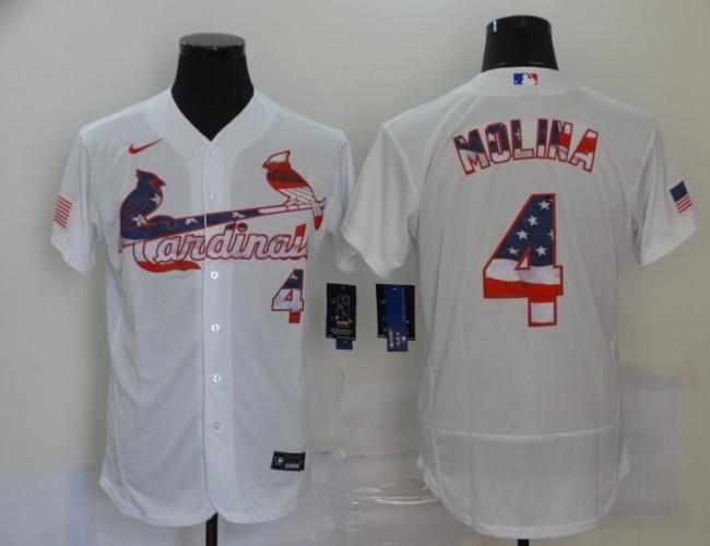 St. Louis Cardinals 4 MOLINA White USA Flag Fashion Flexbase Jersey
