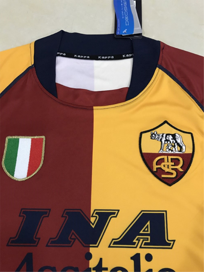 Retro Jersey Long Sleeve As Roma 2001-2002 Champions League Home Soccer Jersey