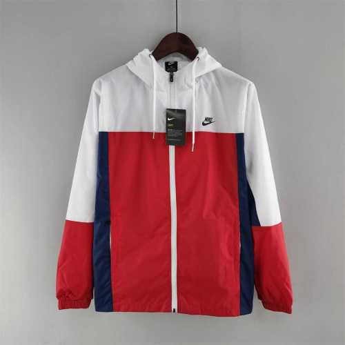 Nk White/Red Soccer Windbreaker Jacket