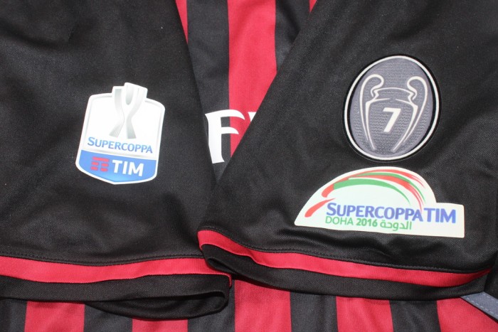 with Serie A+Trophy 7 Patch Retro AC Maillot 2016-2017 AC Milan RONALDO 99 Home Soccer Jersey