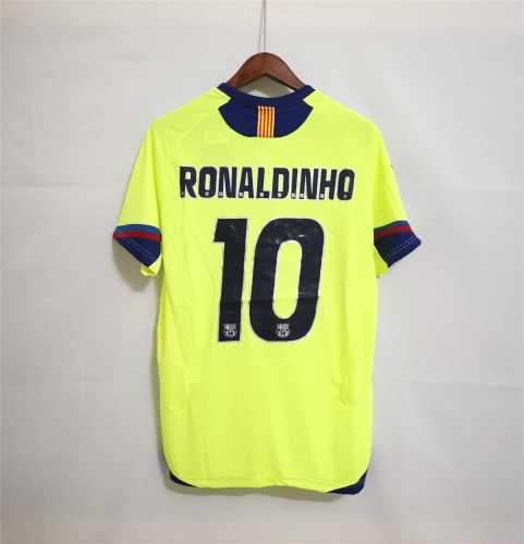 with LFP Patch Retro Jersey 2005-2006 Barcelona RONALDINHO 10 Away Green Soccer Jersey