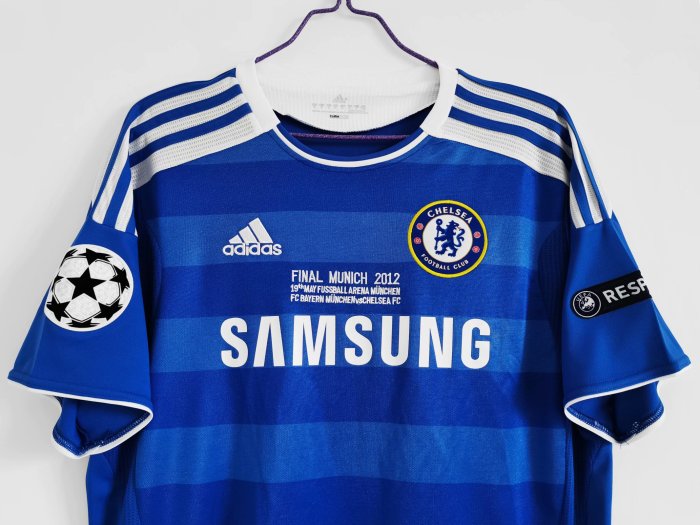 with UCL Patch+Front Lettering Retro Jersey 2011-2012 Chelsea LAMPARD 8 Champions League Final Home Soccer Jersey