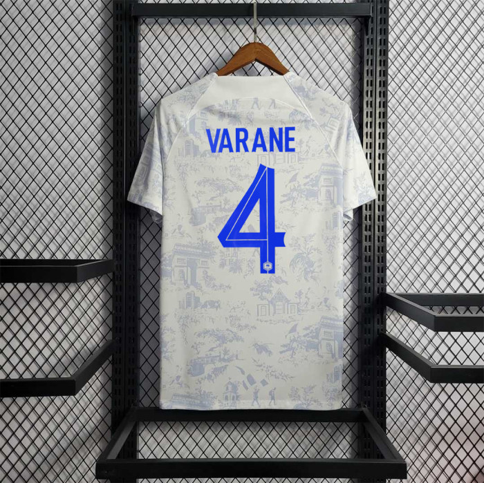 Retro Jersey 2022 France VARANE 4 Away Soccer Jersey