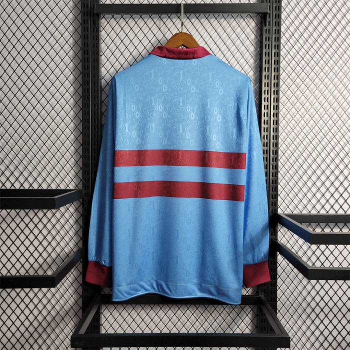 Long Sleeve Retro Jersey 1995-1997 West Ham United Away Blue Soccer Jersey