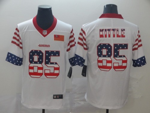San Francisco 49ers 85 KITTLE White USA Flag Fashion Limited Jersey