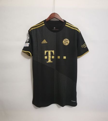 with UCL Patch Retro Jersey Bayern Munich 2021-2022 GORETZKA 8 Away Black Soccer Jersey