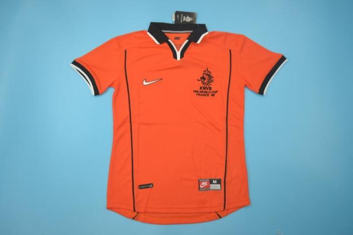 with Front Lettering Retro Jersey 1998 Neterlands Home Soccer Jersey Vintage Football Shirt
