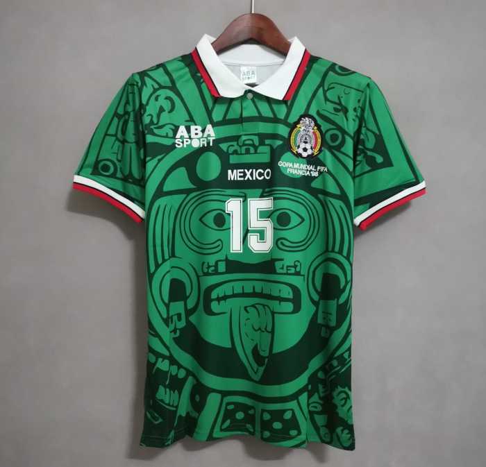 Retro Jersey 1998 Mexico HERNANDEZ 15 Home Soccer Jersey
