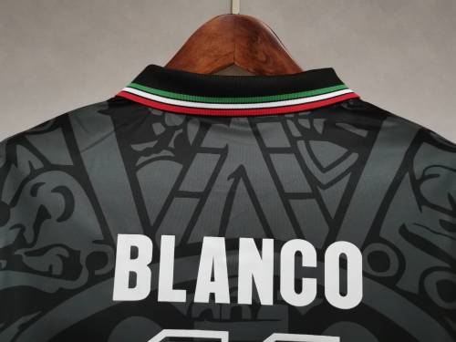 Retro Jersey 1998 Mexico 11 BLANCO Black Soccer Jersey