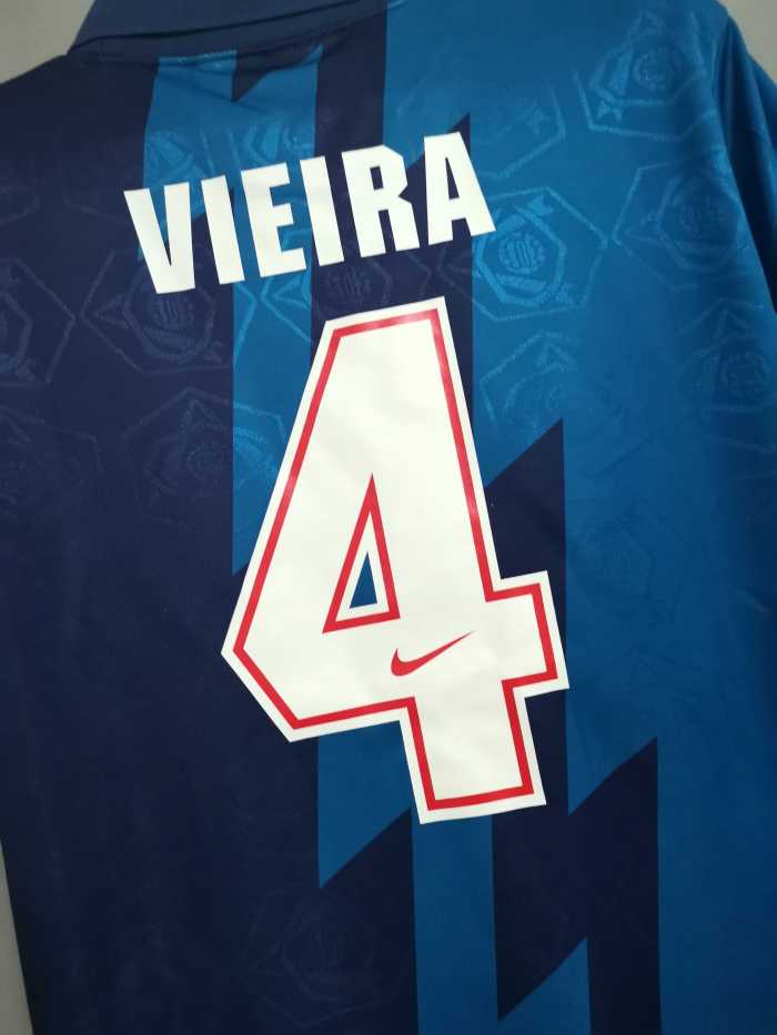 with EPL Patch Retro Jersey 1995-1996 Arsenal VIEIRA 4 Away Blue Soccer Jersey