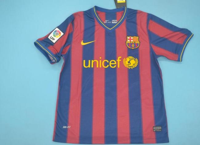 with LFP Patch Retro Jersey 2009-2010 Barcelona Home Soccer Jersey Vintage Football Shirt