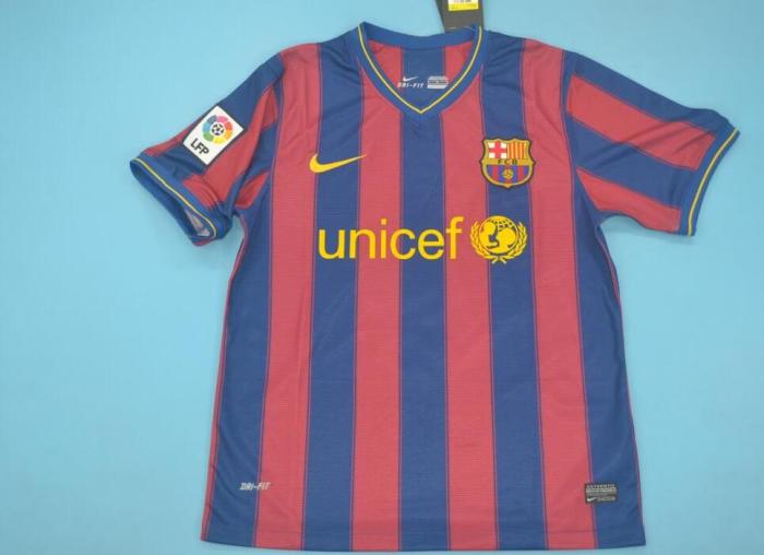 with LFP Patch Retro Jersey 2009-2010 Barcelona Home Soccer Jersey Vintage Football Shirt