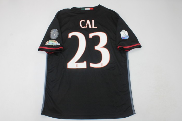 with Serie A+Trophy 7 Patch Retro AC Maillot 2016-2017 AC Milan CAL 23 Home Soccer Jersey