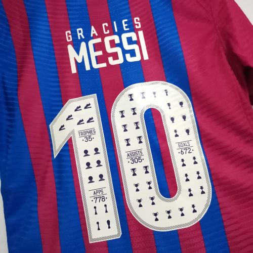 with Special Lettering Retro Jersey 2021-2022 Barcelona MESSI 10 Home Soccer Jersey
