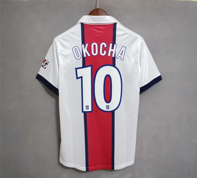 Retro Jersey 1998-1999 PSG OKOCHA 10 Away White Soccer Jersey Vintage Paris Football Shirt
