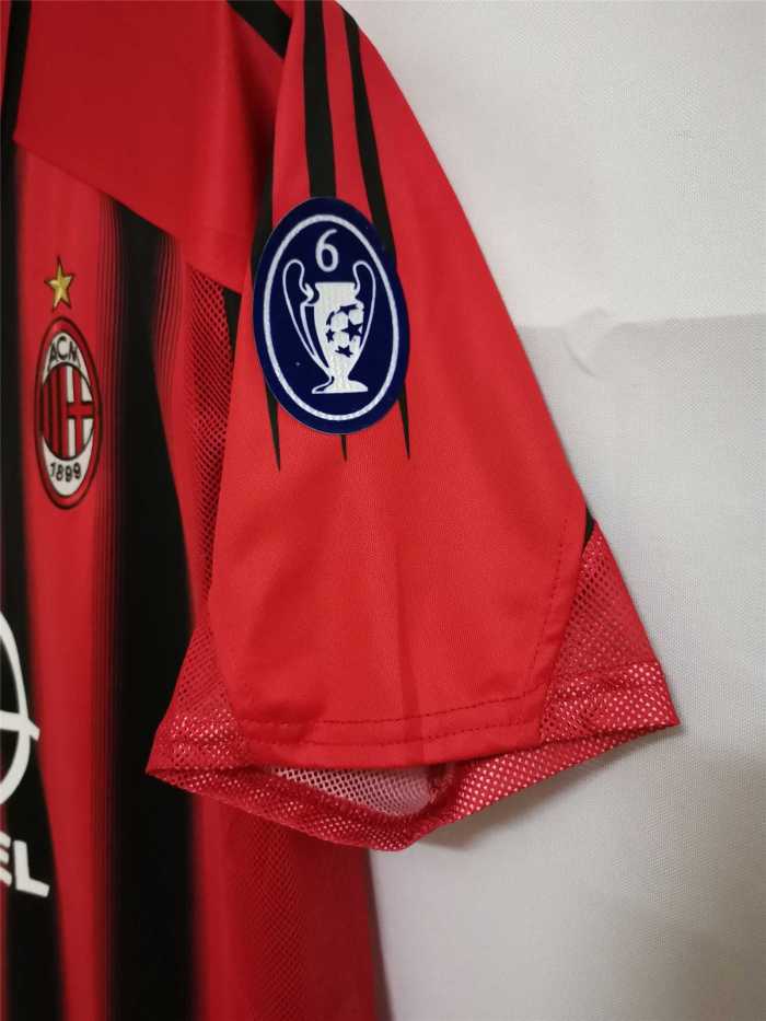 with UCL patch+Scudetto Patch Retro Jersey 2004-2005 AC Milan 7 SHEVCHENKO Home Soccer Jersey