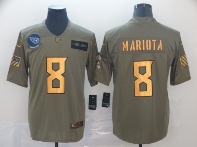 Tennessee Titans 8 Marcus Mariota 2019 Olive Gold Salute To Service Limited Jersey