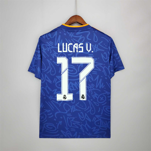 Retro Jersey 2021-2022 Real Madrid LUCAS V. 17 Away Blue Soccer Jersey