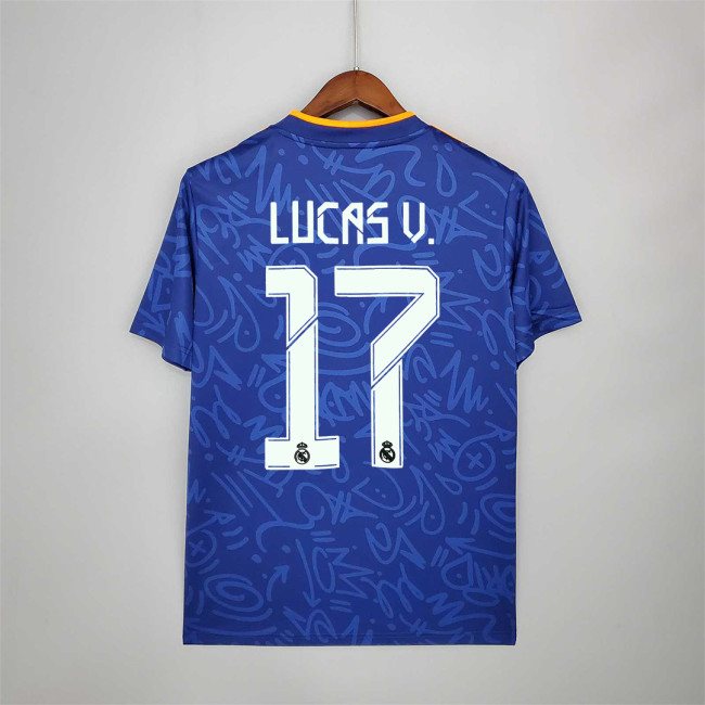 Retro Jersey 2021-2022 Real Madrid LUCAS V. 17 Away Blue Soccer Jersey