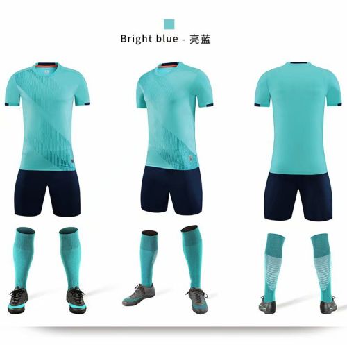 XBJKJW8827 Bright Blue  Tracking Suit  Adult Uniform Soccer Jersey Shorts