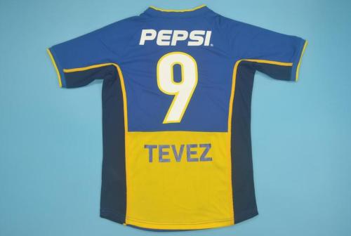 Retro Jersey 2002-2003 Boca Juniors 9 TEVEZ Home Soccer Jersey Vintage Football Shirt