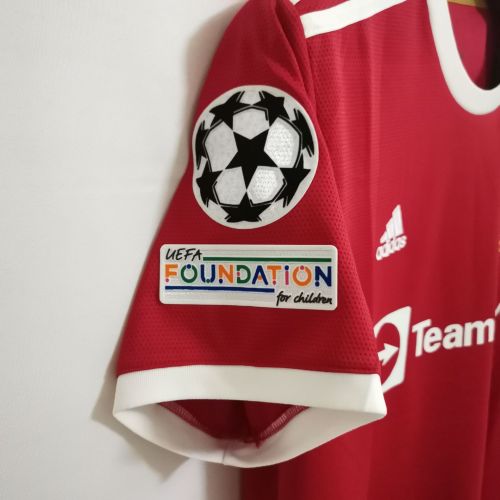 with UCL Patch Retro Jersey Fans Version 2021-2022 Manchester United Home Soccer Jersey