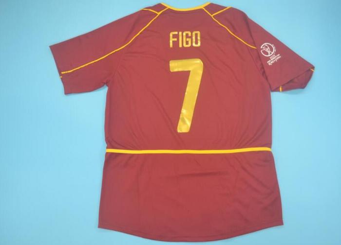 with World Cup Patch Retro Jersey 2002 Portugal 7 FIGO Home Soccer Jersey