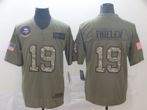 Minnesota Vikings 19 Adam Thielen 2019 Olive Camo Salute To Service Limited Jersey