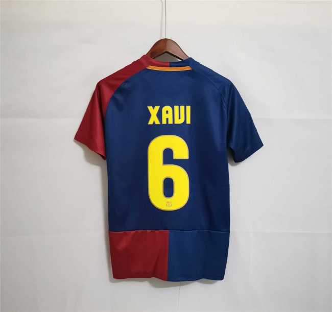 with Front Lettering+UCL Patch Retro Jersey 2008-2009 Barcelona XAVI 6 UCL Final Home Soccer Jersey