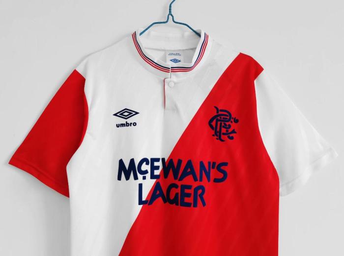 Retro Jersey 1987-1988 Rangers Away Red/White Soccer Jersey