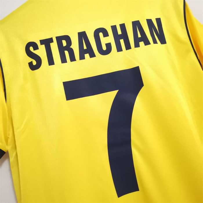 Retro Jersey 1986 Scotland STRACHAN Away Yellow Soccer Jersey