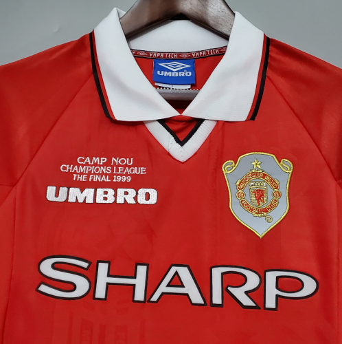 Retro Jersey 1999-2000 Manchester United Champions League Version Home Soccer Jersey