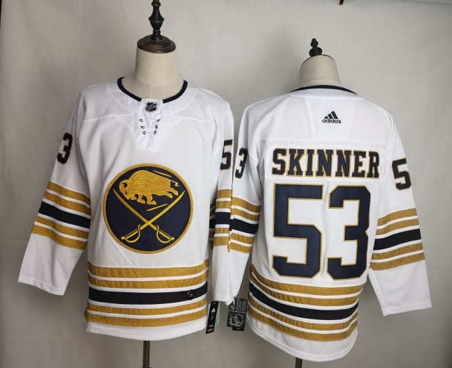 Long Sleeve Buffalo Sabres #53 SKINNER 50 Years Anniversary White NHL Jersey